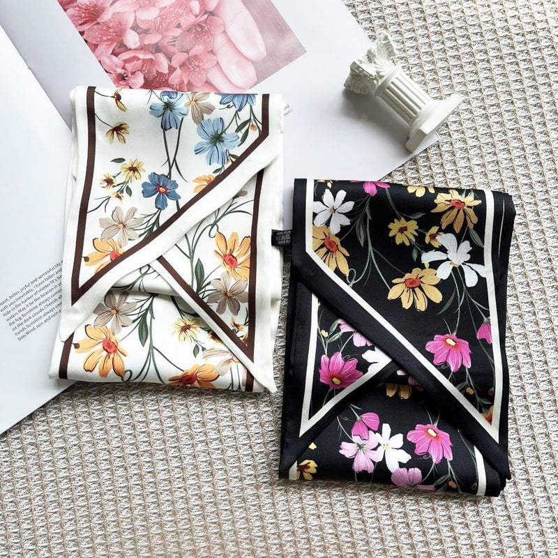 FONYVE Silk Head Scarf for Hair Fashion Headwrap for Women Lightweight Neck Tie - Image 5